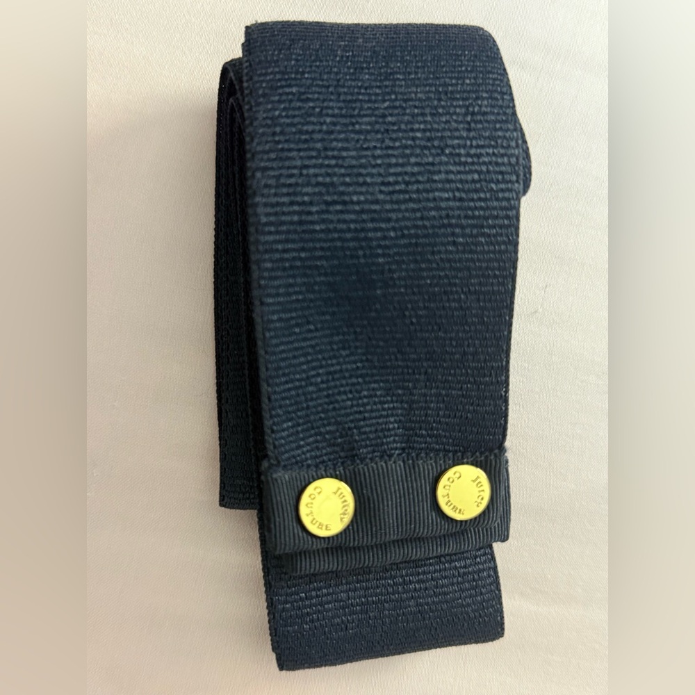 Juicy Couture Vintage Navy Elastic Belt with Gold Accents